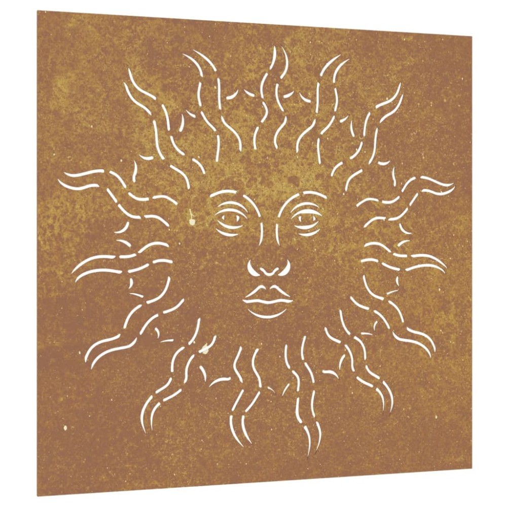 vidaXL Decor perete de grădină 55x55 cm design soare oțel Corten