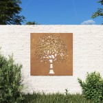vidaXL Decor perete de grădină 55x55 cm design copac oțel Corten vidaXL Decor perete de grădină 55x55 cm design copac oțel Corten