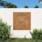 vidaXL Decor perete de grădină 55x55 cm design cap Buddha oțel Corten vidaXL Decor perete de grădină 55x55 cm design cap Buddha oțel Corten