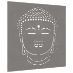 vidaXL Decor perete de grădină 55x55 cm design cap Buddha oțel Corten vidaXL Decor perete de grădină 55x55 cm design cap Buddha oțel Corten