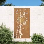 vidaXL Decorație perete de grădină 105x55 cm design bambus oțel Corten vidaXL Decorație perete de grădină 105x55 cm design bambus oțel Corten