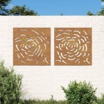 vidaXL Decor de perete 2 buc. 55x55 cm model trandafiri oțel Corten vidaXL Decor de perete 2 buc. 55x55 cm model trandafiri oțel Corten