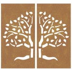 vidaXL Decorațiuni perete de grădină 2 buc. 105x55 cm oțel model copac vidaXL Decorațiuni perete de grădină 2 buc. 105x55 cm oțel model copac