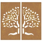 vidaXL Decorațiuni perete de grădină 2 buc. 105x55 cm oțel model copac vidaXL Decorațiuni perete de grădină 2 buc. 105x55 cm oțel model copac