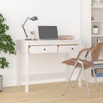 vidaXL Birou cu sertare, alb, 100x50x78 cm, lemn masiv de pin vidaXL Birou cu sertare, alb, 100x50x78 cm, lemn masiv de pin