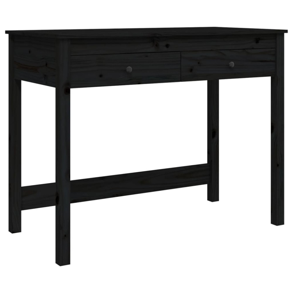 vidaXL Birou cu sertare, negru, 100x50x78 cm, lemn masiv de pin