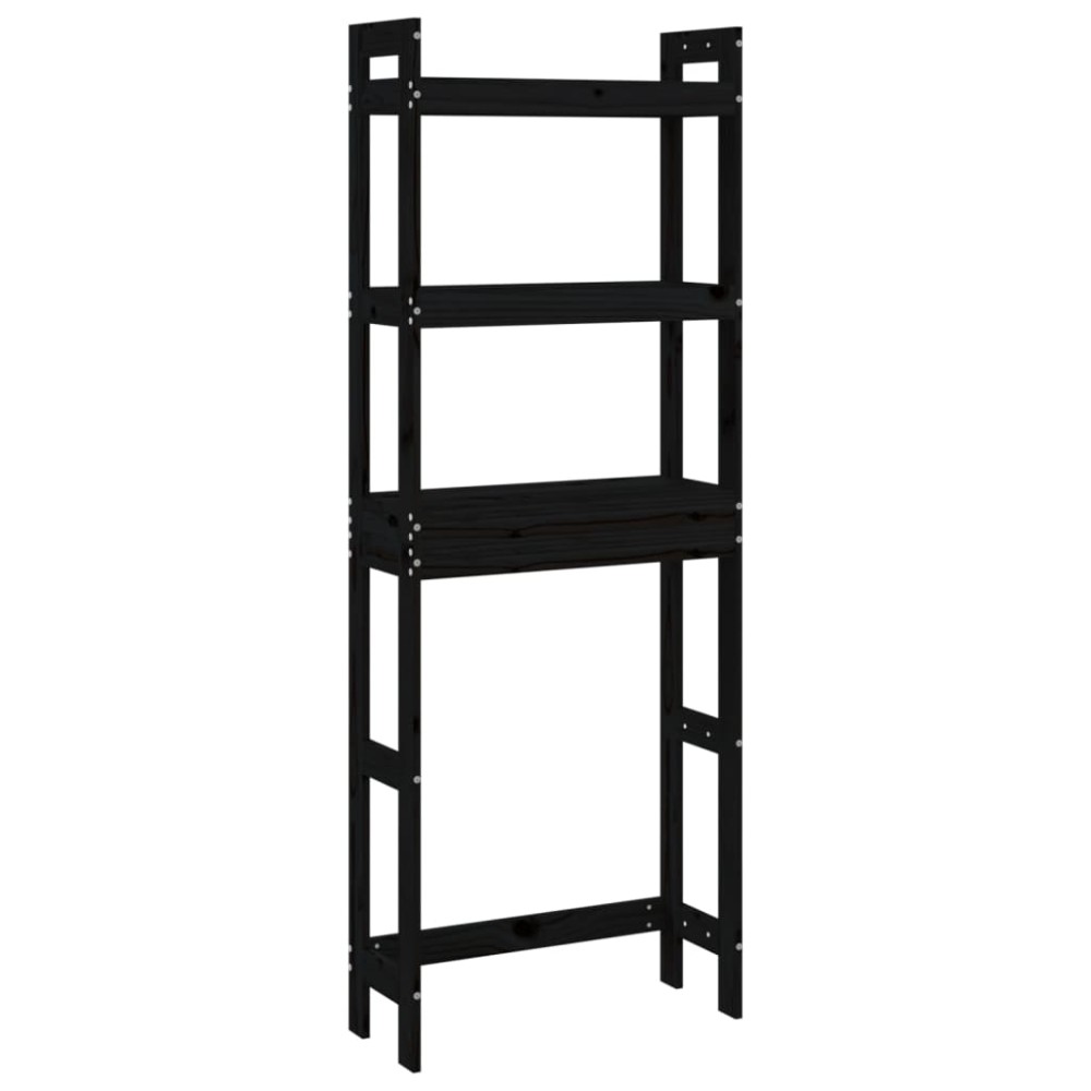 vidaXL Raft de toaletă, negru, 63x26x171 cm, lemn masiv de pin
