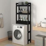 vidaXL Raft de toaletă, negru, 63x26x171 cm, lemn masiv de pin vidaXL Raft de toaletă, negru, 63x26x171 cm, lemn masiv de pin