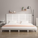 vidaXL Tăblie de pat pentru perete, alb, 206x3x91,5 cm, lemn masiv pin