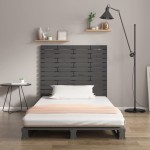 vidaXL Tăblie de pat pentru perete, gri, 96x3x91,5 cm, lemn masiv pin