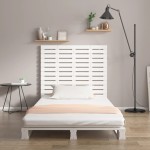vidaXL Tăblie de pat pentru perete, alb, 126x3x91,5 cm, lemn masiv pin