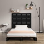 vidaXL Tăblie de pat pentru perete, negru 126x3x91,5 cm lemn masiv pin vidaXL Tăblie de pat pentru perete, negru 126x3x91,5 cm lemn masiv pin