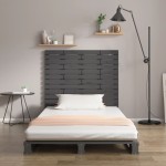 vidaXL Tăblie de pat pentru perete, gri, 146x3x91,5 cm, lemn masiv pin