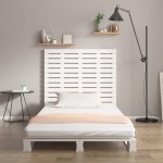 vidaXL Tăblie de pat pentru perete, alb, 141x3x91,5 cm, lemn masiv pin