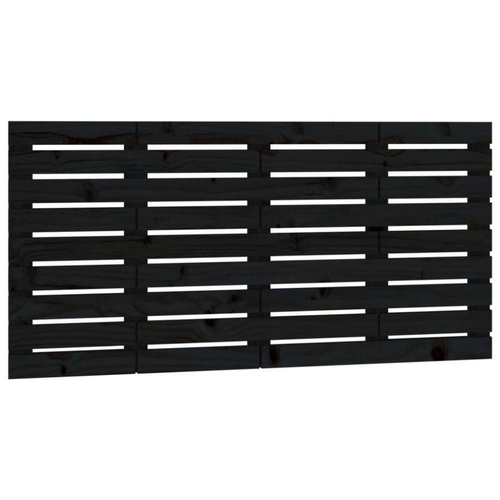 vidaXL Tăblie de pat pentru perete, negru, 126x3x63 cm, lemn masiv pin