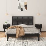 vidaXL Tăblie de pat pentru perete, negru, 126x3x63 cm, lemn masiv pin vidaXL Tăblie de pat pentru perete, negru, 126x3x63 cm, lemn masiv pin