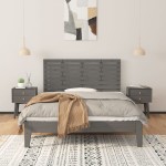 vidaXL Tăblie de pat pentru perete, gri, 146x3x63 cm, lemn masiv pin