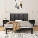 vidaXL Tăblie de pat pentru perete, negru, 146x3x63 cm, lemn masiv pin vidaXL Tăblie de pat pentru perete, negru, 146x3x63 cm, lemn masiv pin