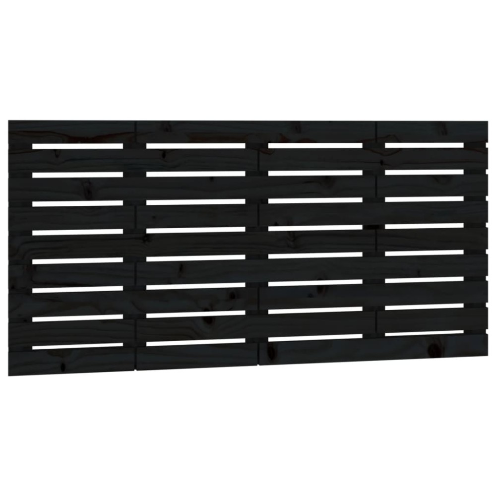 vidaXL Tăblie de pat pentru perete, negru, 156x3x63 cm, lemn masiv pin