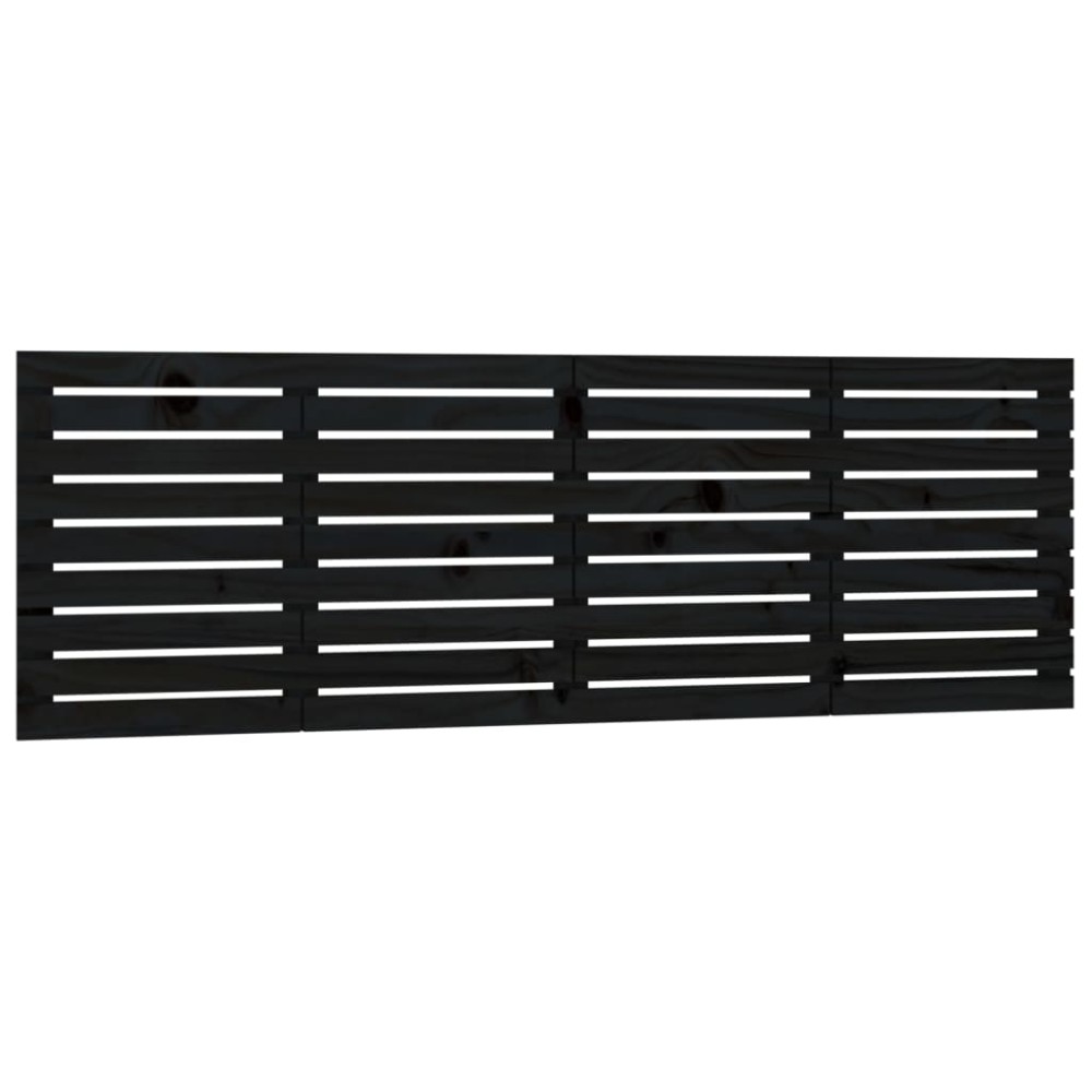 vidaXL Tăblie de pat pentru perete, negru, 166x3x63 cm, lemn masiv pin