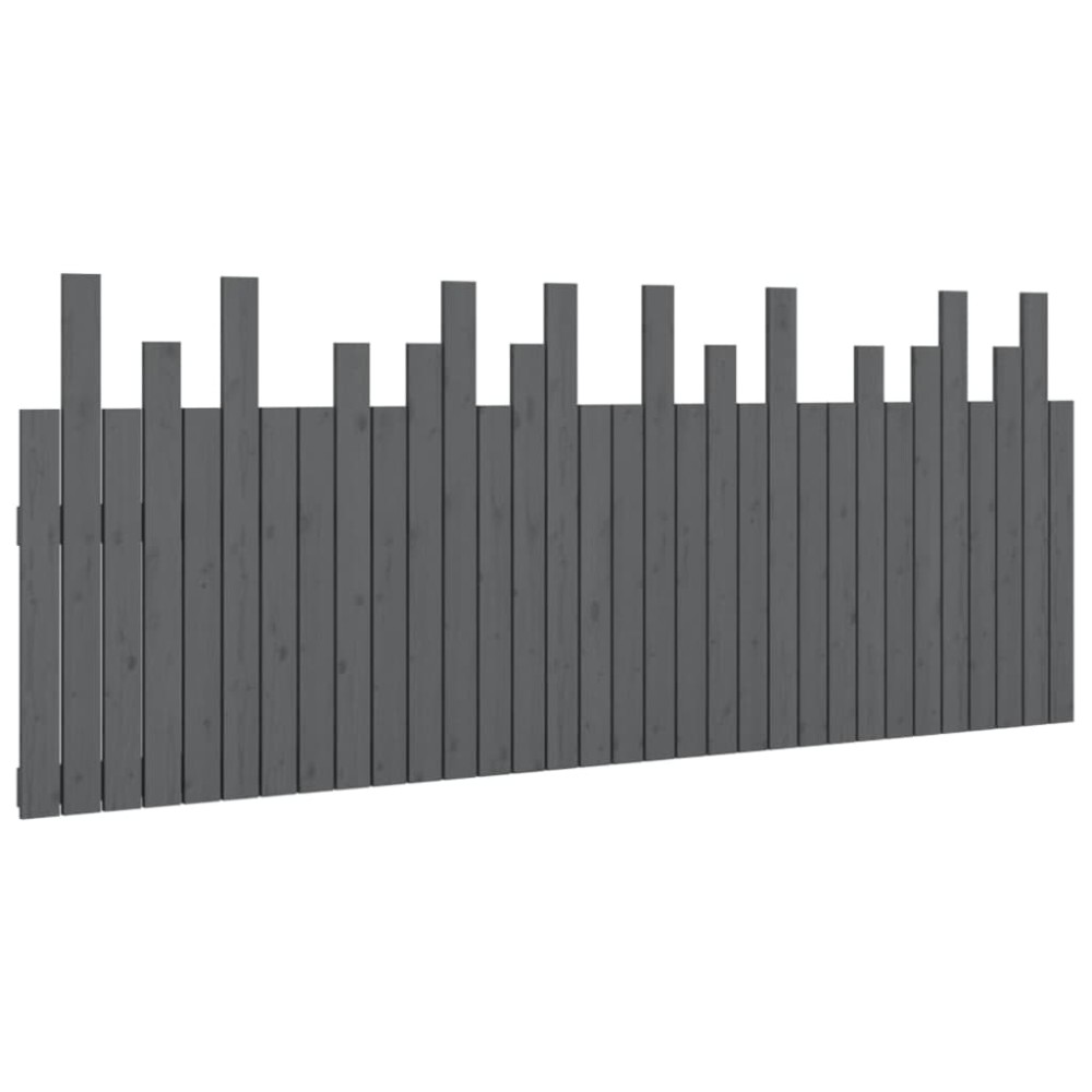 vidaXL Tăblie de pat pentru perete, gri, 204x3x80 cm, lemn masiv pin