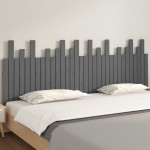vidaXL Tăblie de pat pentru perete, gri, 204x3x80 cm, lemn masiv pin