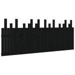 vidaXL Tăblie de pat pentru perete, negru, 204x3x80 cm, lemn masiv pin