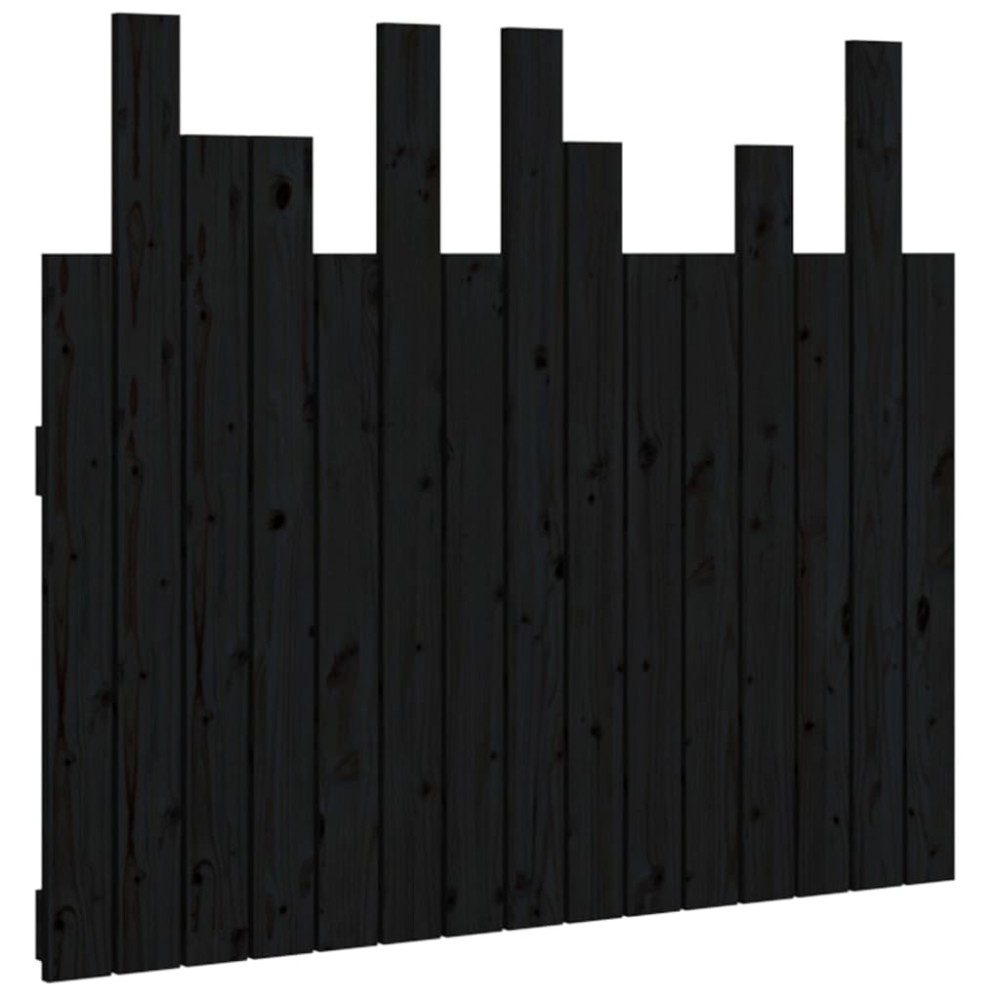 vidaXL Tăblie de pat pentru perete, negru, 95,5x3x80 cm lemn masiv pin