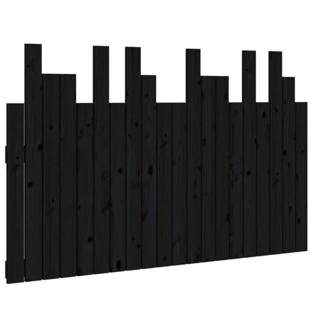 vidaXL Tăblie de pat pentru perete, negru 127,5x3x80 cm lemn masiv pin