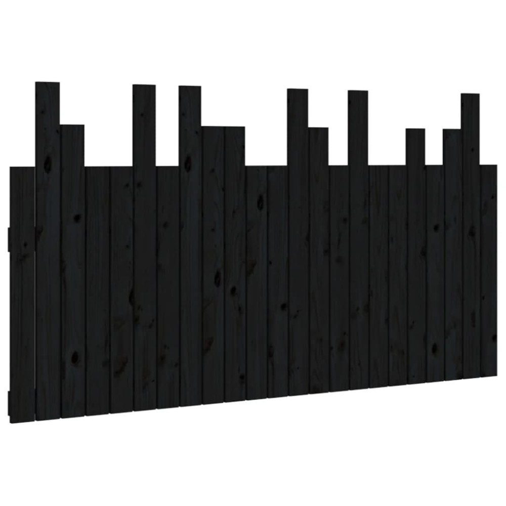 vidaXL Tăblie de pat pentru perete, negru 146,5x3x80 cm lemn masiv pin