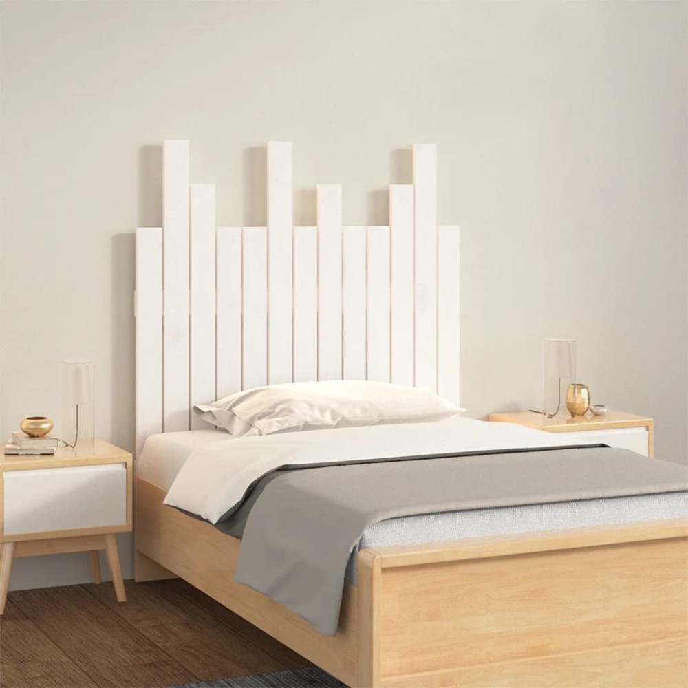 vidaXL Tăblie de pat pentru perete, alb, 82,5x3x80 cm, lemn masiv pin