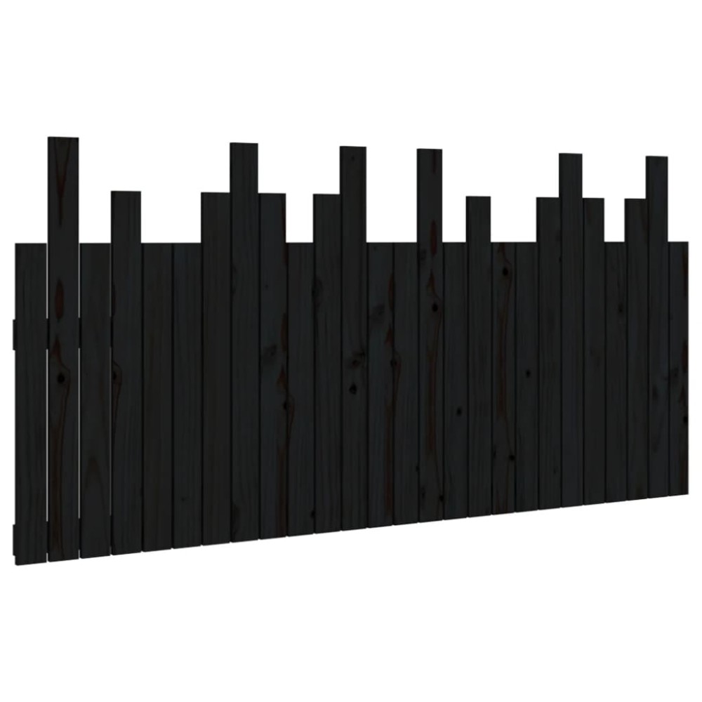 vidaXL Tăblie de pat pentru perete, negru, 166x3x80 cm, lemn masiv pin