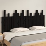 vidaXL Tăblie de pat pentru perete, negru, 166x3x80 cm, lemn masiv pin