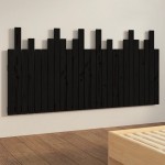 vidaXL Tăblie de pat pentru perete, negru, 166x3x80 cm, lemn masiv pin