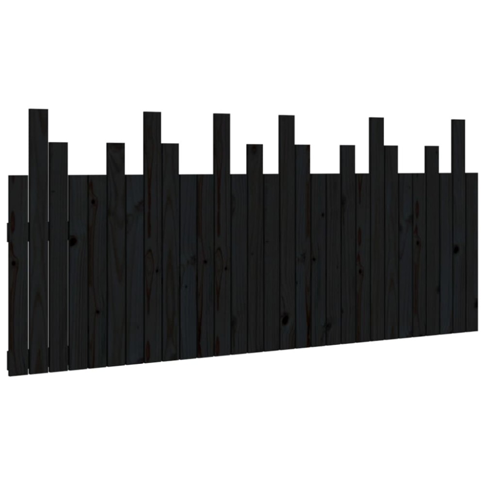 vidaXL Tăblie de pat pentru perete, negru, 185x3x80 cm, lemn masiv pin