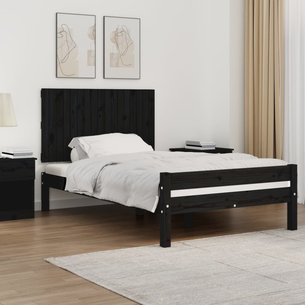 vidaXL Tăblie de pat pentru perete, negru, 108x3x60 cm, lemn masiv pin