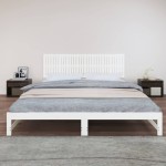vidaXL Tăblie de pat pentru perete, alb, 204x3x60 cm, lemn masiv pin