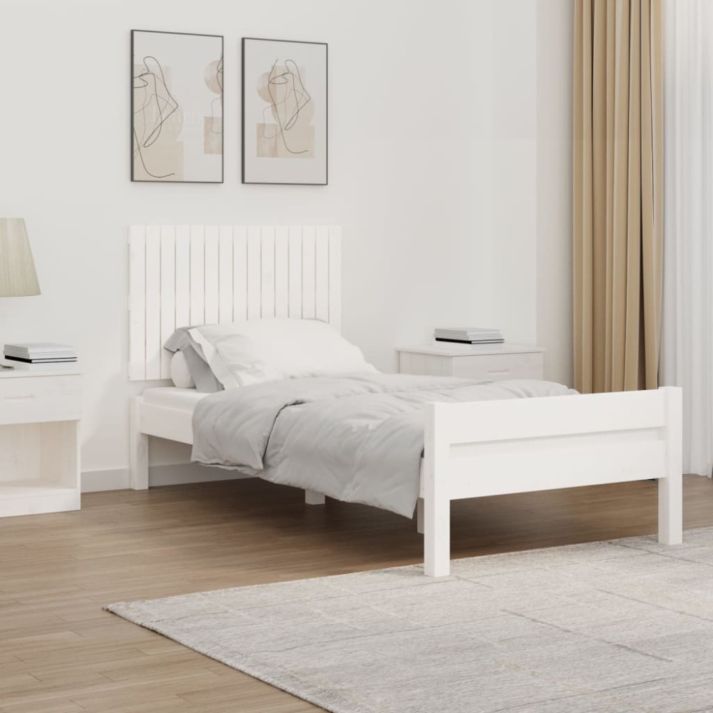 vidaXL Tăblie de pat pentru perete, alb, 95,5x3x60 cm, lemn masiv pin