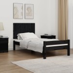 vidaXL Tăblie de pat pentru perete, negru, 95,5x3x60cm, lemn masiv pin