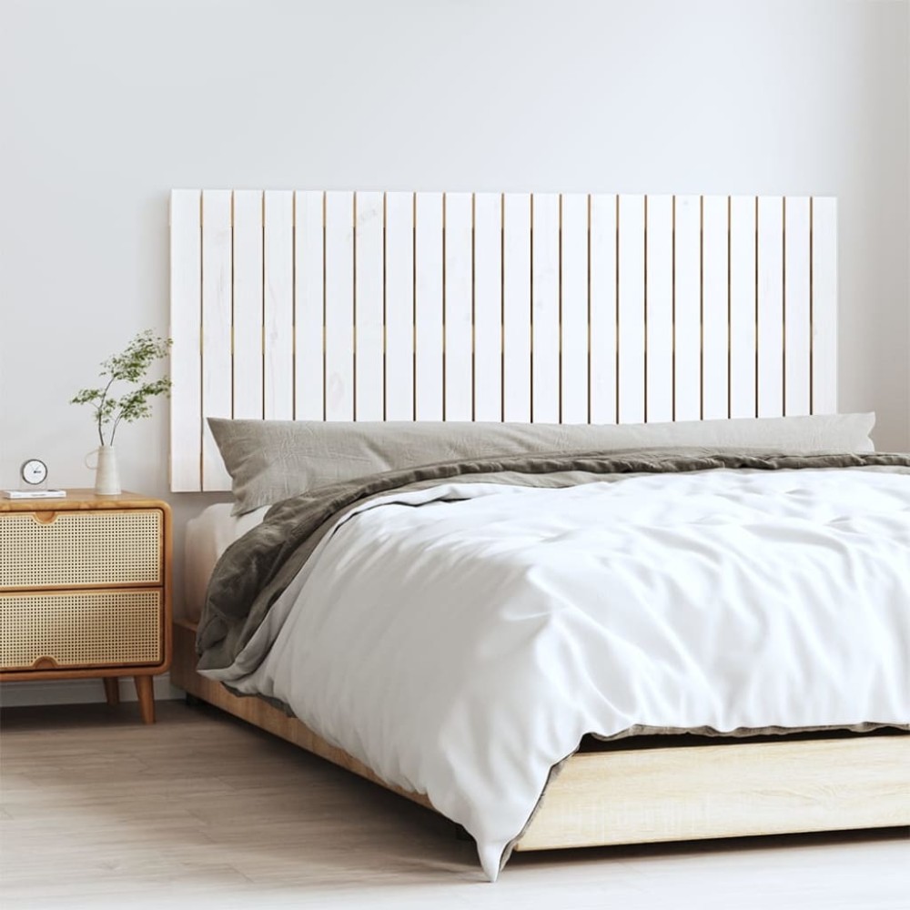 vidaXL Tăblie de pat pentru perete, alb, 147x3x60 cm, lemn masiv pin