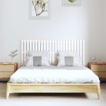 vidaXL Tăblie de pat pentru perete, alb, 147x3x60 cm, lemn masiv pin