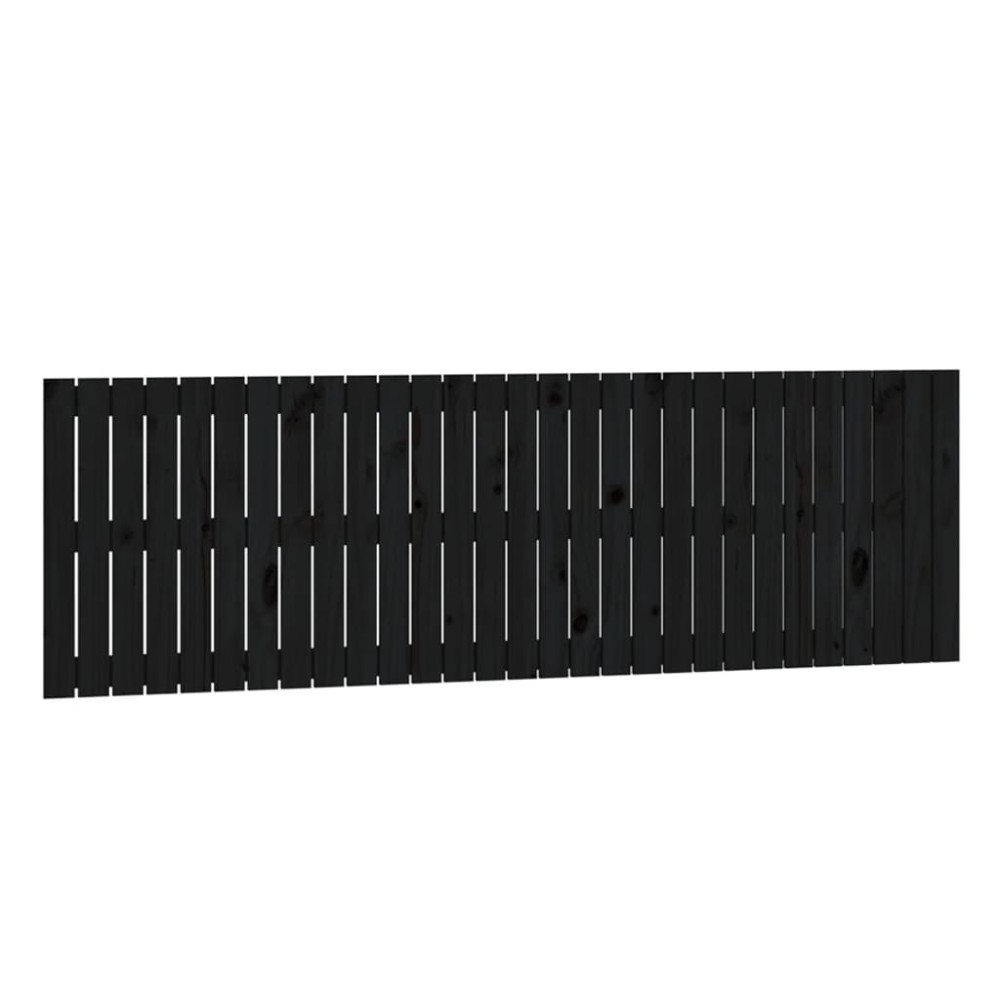 vidaXL Tăblie de pat pentru perete, negru, 185x3x60 cm, lemn masiv pin