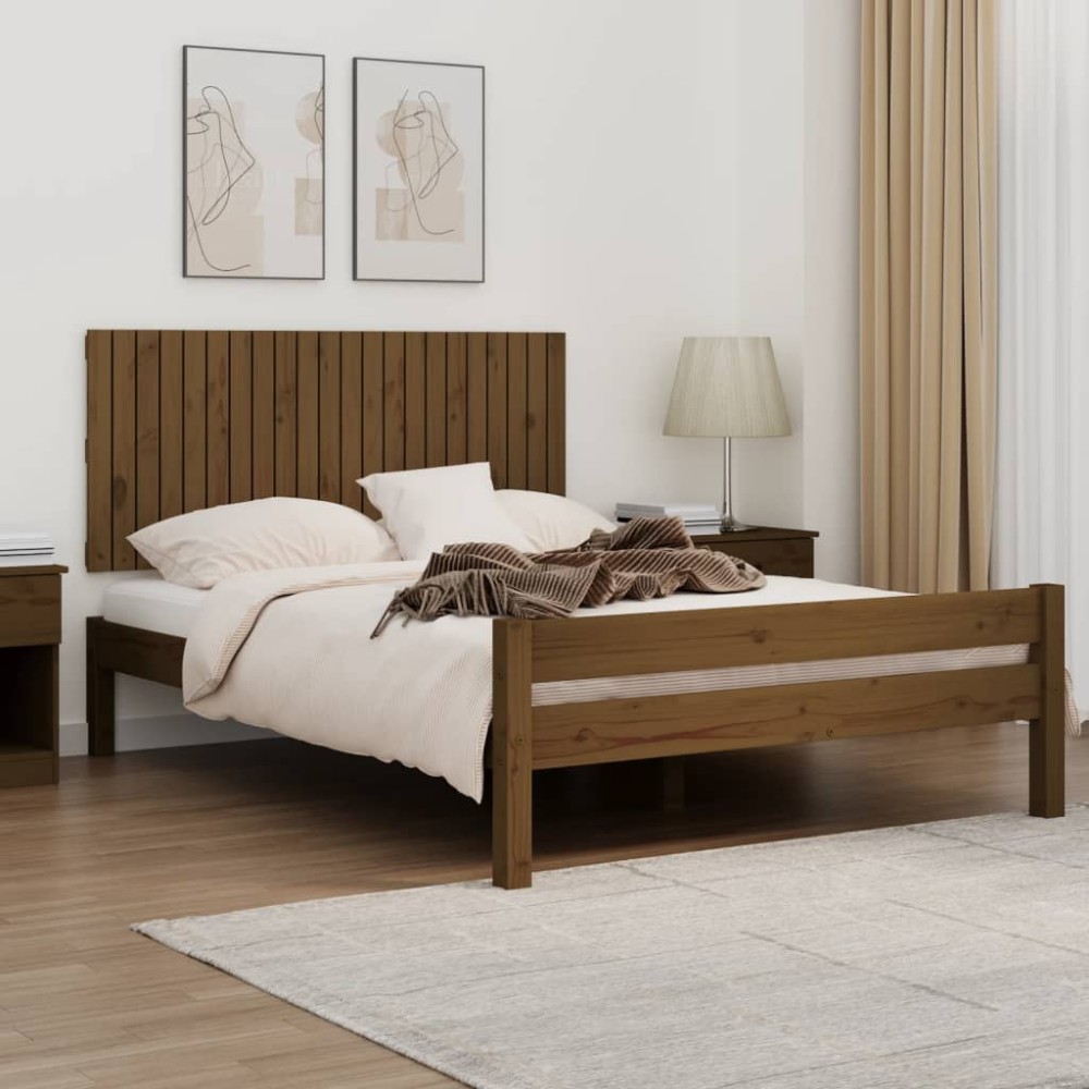 vidaXL Tăblie de pat pentru perete, maro miere, 140x3x60 cm