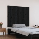 vidaXL Tăblie de pat pentru perete, negru, 108x3x90 cm, lemn masiv pin vidaXL Tăblie de pat pentru perete, negru, 108x3x90 cm, lemn masiv pin