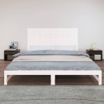 vidaXL Tăblie de pat pentru perete, alb, 204x3x90 cm, lemn masiv pin