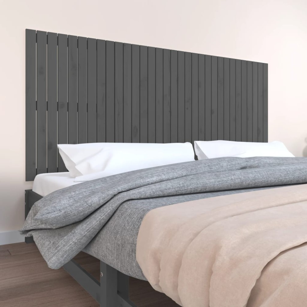 vidaXL Tăblie de pat pentru perete, gri, 204x3x90 cm, lemn masiv pin
