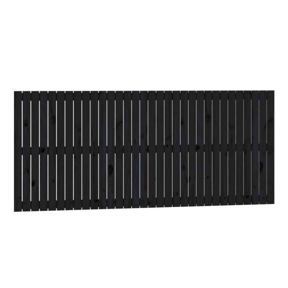 vidaXL Tăblie de pat pentru perete, negru, 204x3x90 cm, lemn masiv pin