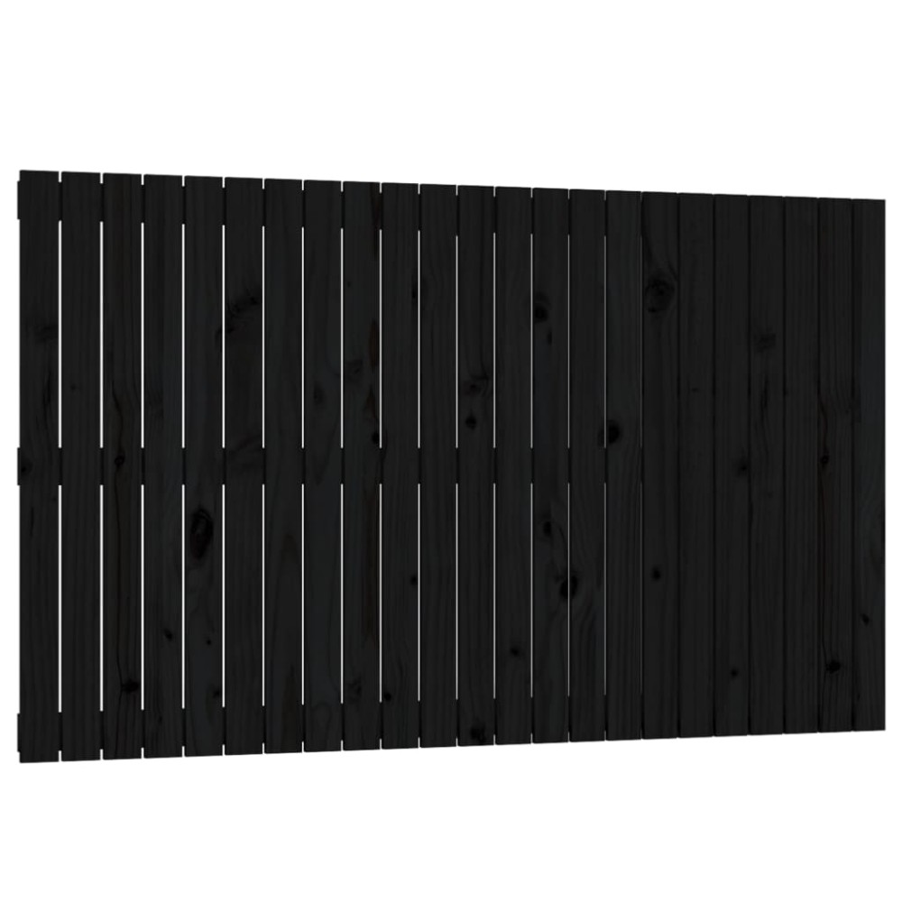 vidaXL Tăblie de pat pentru perete, negru, 147x3x90 cm, lemn masiv pin