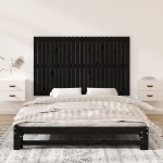 vidaXL Tăblie de pat pentru perete, negru, 147x3x90 cm, lemn masiv pin