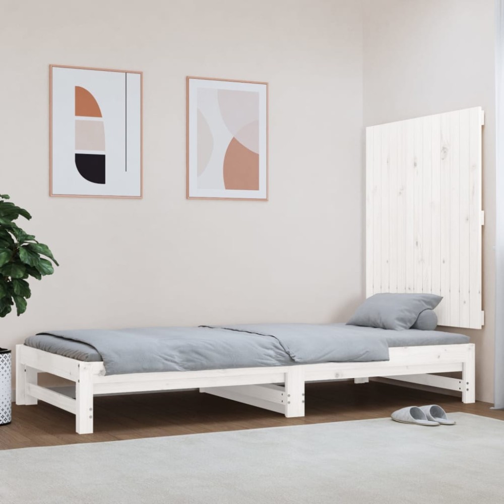 vidaXL Tăblie de pat pentru perete, alb, 82,5x3x90 cm, lemn masiv pin